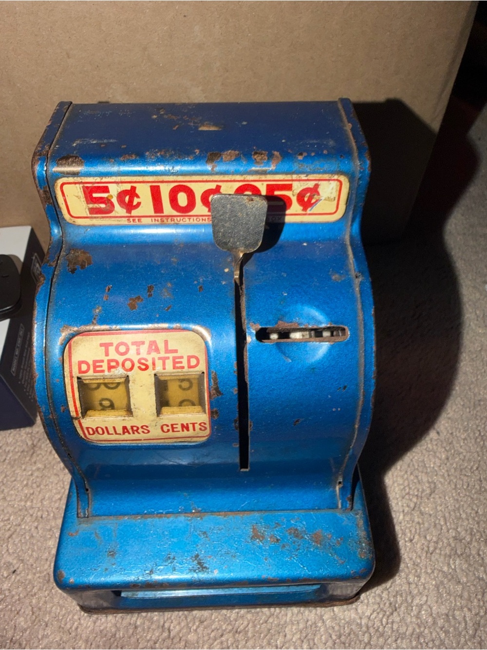 Title: Vintage Louis Marx Tin Toy Cash Register Bank (1950s)